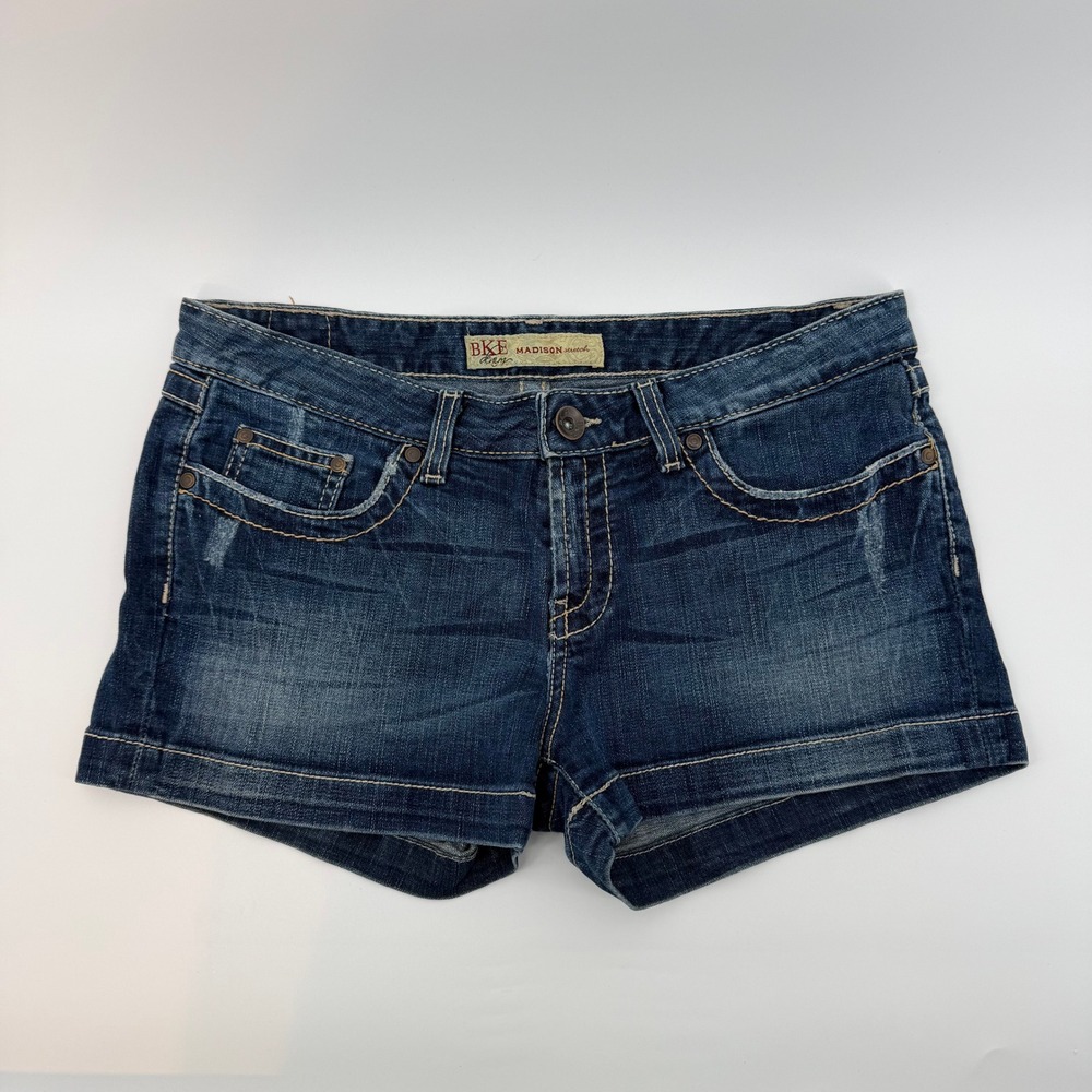 BKE Madison Jean Shorts Womens 31 Blue Denim Low Rise Flap Pocket BK10115